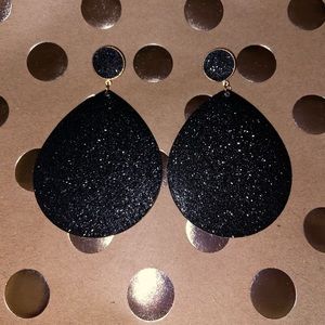 2 1/2/ - 3 inch tall black shimmer earrings